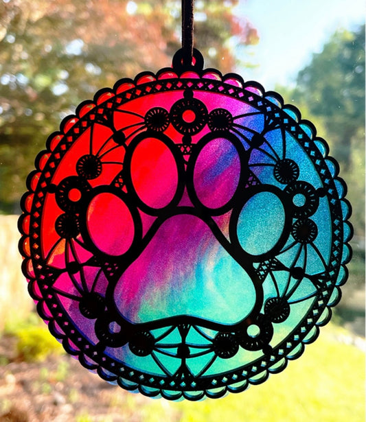 Pup Paw Print Sun Catcher