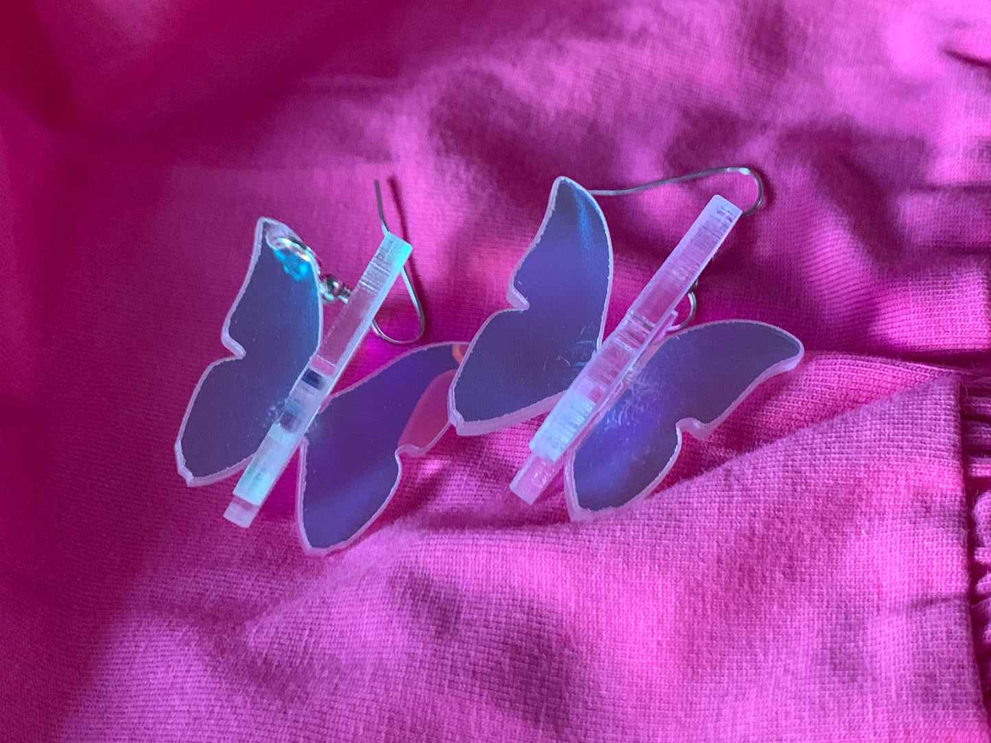 3D Iridescent Butterfly Earrings